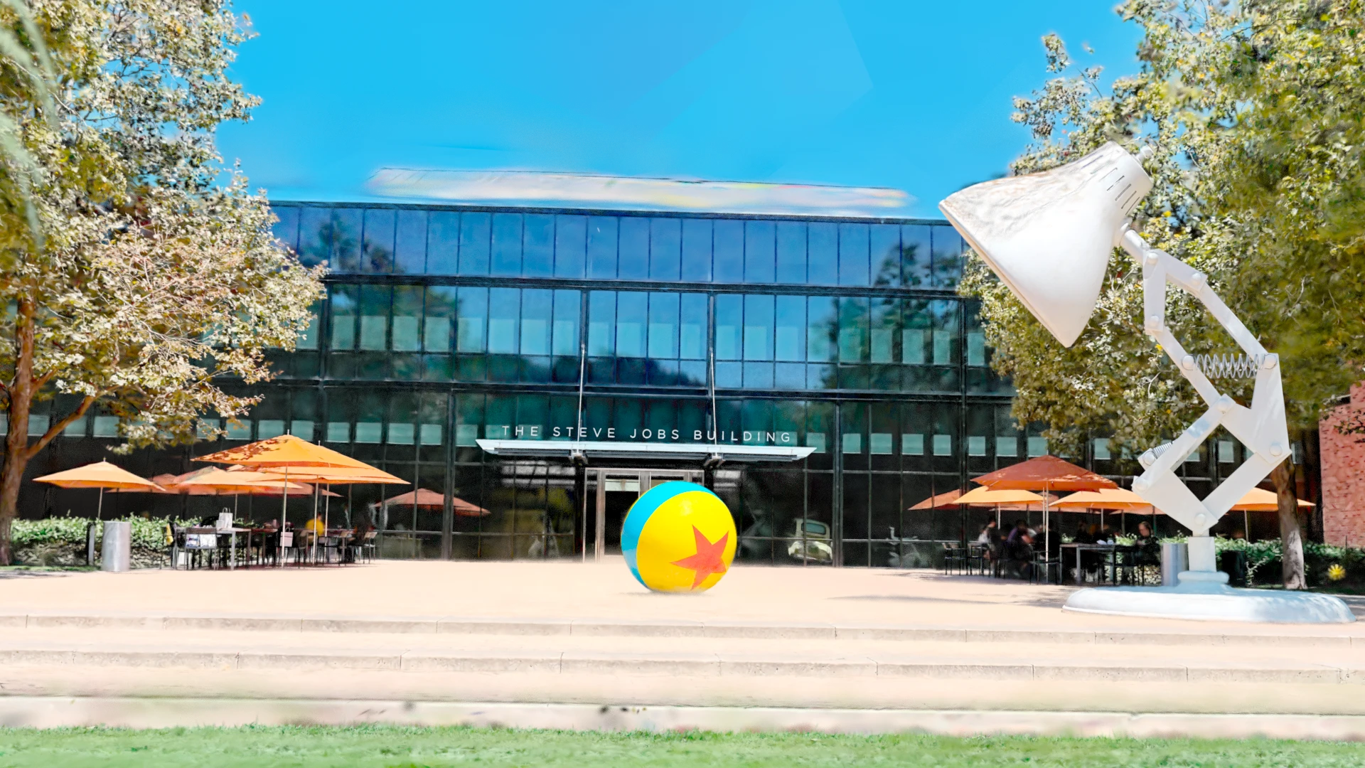 Pixar's real-world campus rendered as a Gaussian splat
